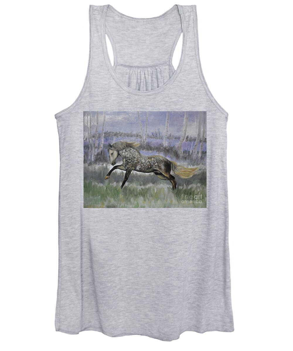 Andalusian Horse Painting Women's Tank Top featuring the painting Warrior of Magical Realms by Anne Cameron Cutri
