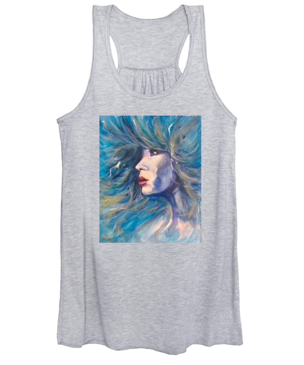Woman Women's Tank Top featuring the painting Water Spirit by Barbara O'Toole