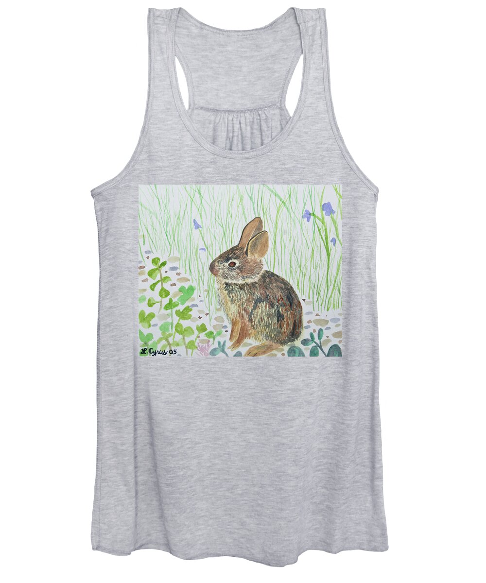 Bunny Women's Tank Top featuring the painting Watercolor - Baby Bunny by Cascade Colors