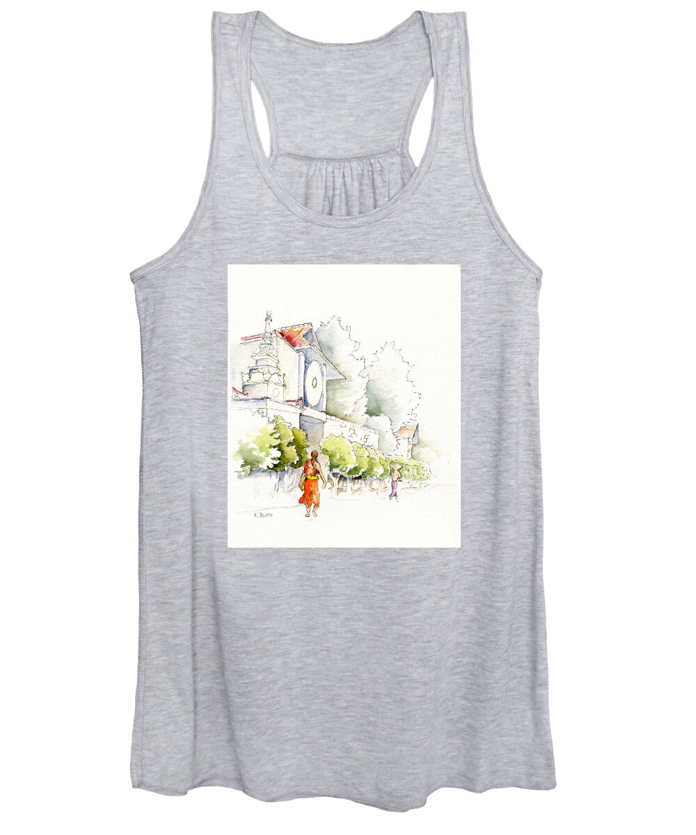Watercolor Women's Tank Top featuring the painting Watercolor Painting of Monk by Karla Beatty