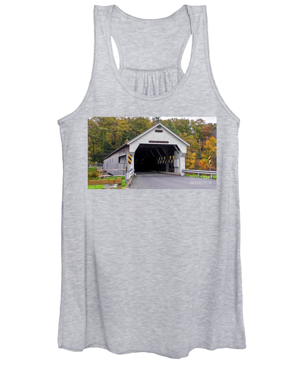 West Dummerston Covered Bridge Women's Tank Top featuring the photograph West Dummerston Covered Bridge by Scenic Vermont Photography