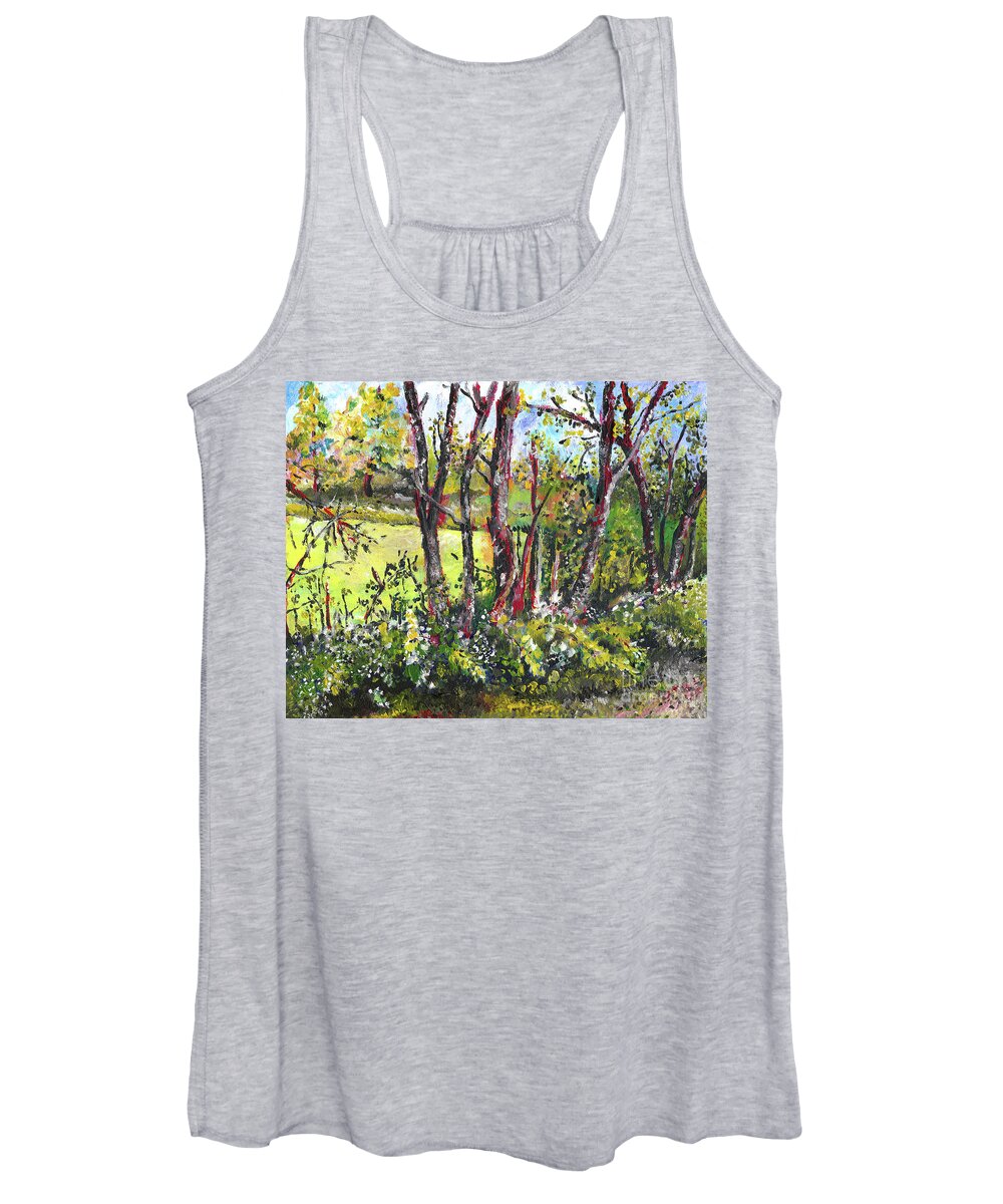 Nature Women's Tank Top featuring the painting White and Yellow - An Unusual View by Joseph A Langley