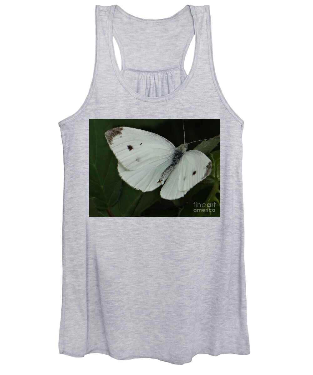 Butterfly Women's Tank Top featuring the photograph White butterfly by Karin Ravasio