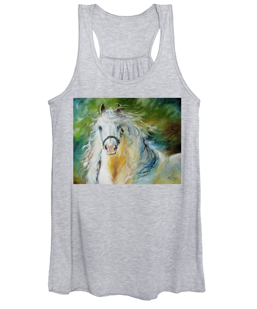 Horse Women's Tank Top featuring the painting WHITE CLOUD the ANDALUSIAN STALLION by Marcia Baldwin