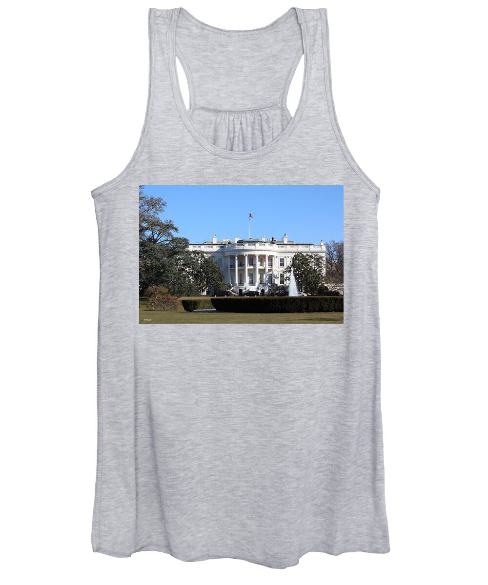 White Women's Tank Top featuring the photograph White House Rose Garden - Waiting for the President by Ronald Reid