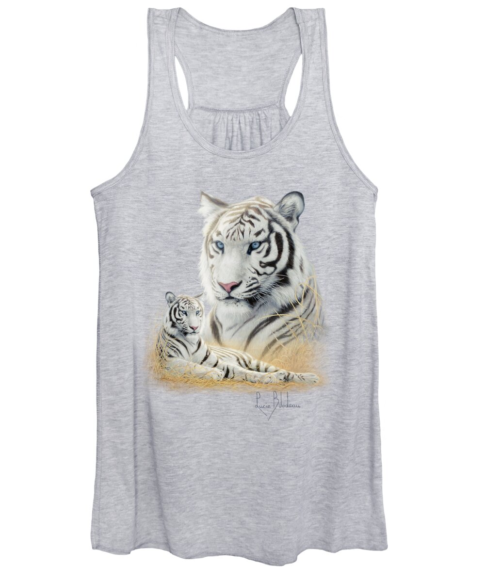 Tiger Women's Tank Top featuring the painting White Tiger by Lucie Bilodeau