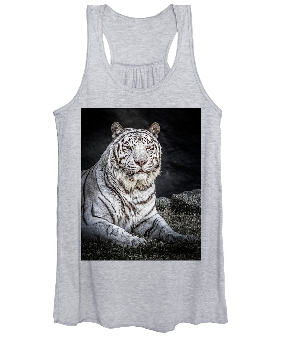 Big Cat Women's Tank Top featuring the photograph White Tiger by Ron Pate
