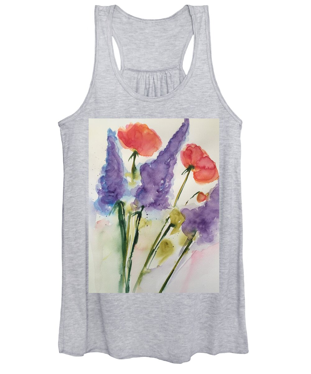Wild Flowers Women's Tank Top featuring the painting Wild Flowers Part Two by Britta Zehm