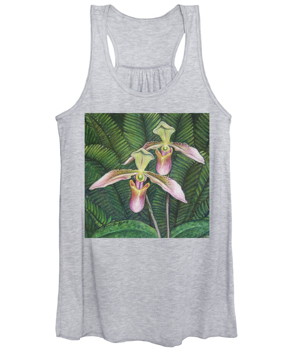 Orchid Women's Tank Top featuring the pastel Wild Orchid Twins by Tara D Kemp