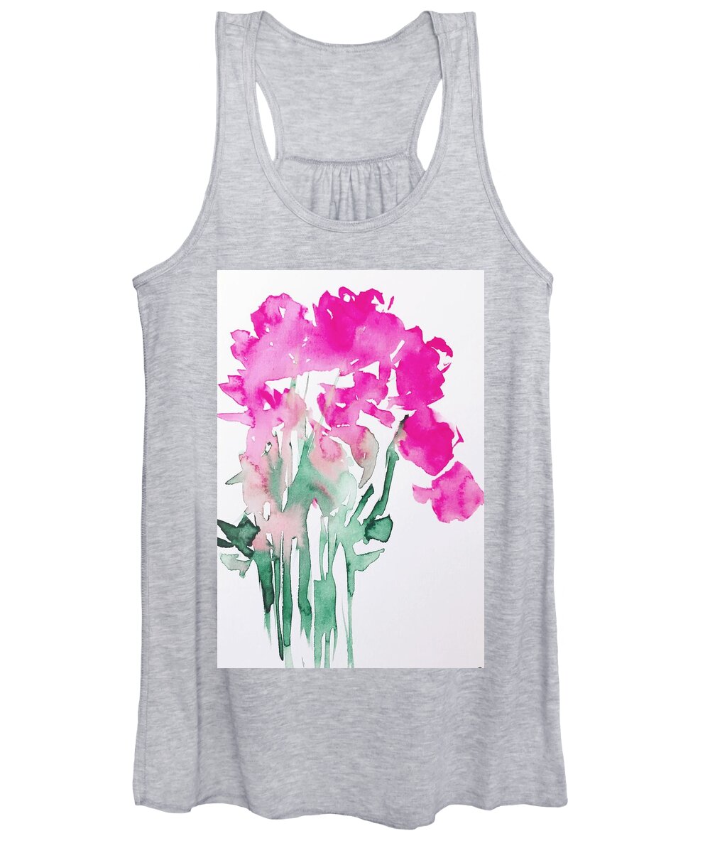 Flower Women's Tank Top featuring the painting Wild Pink Flowers by Britta Zehm