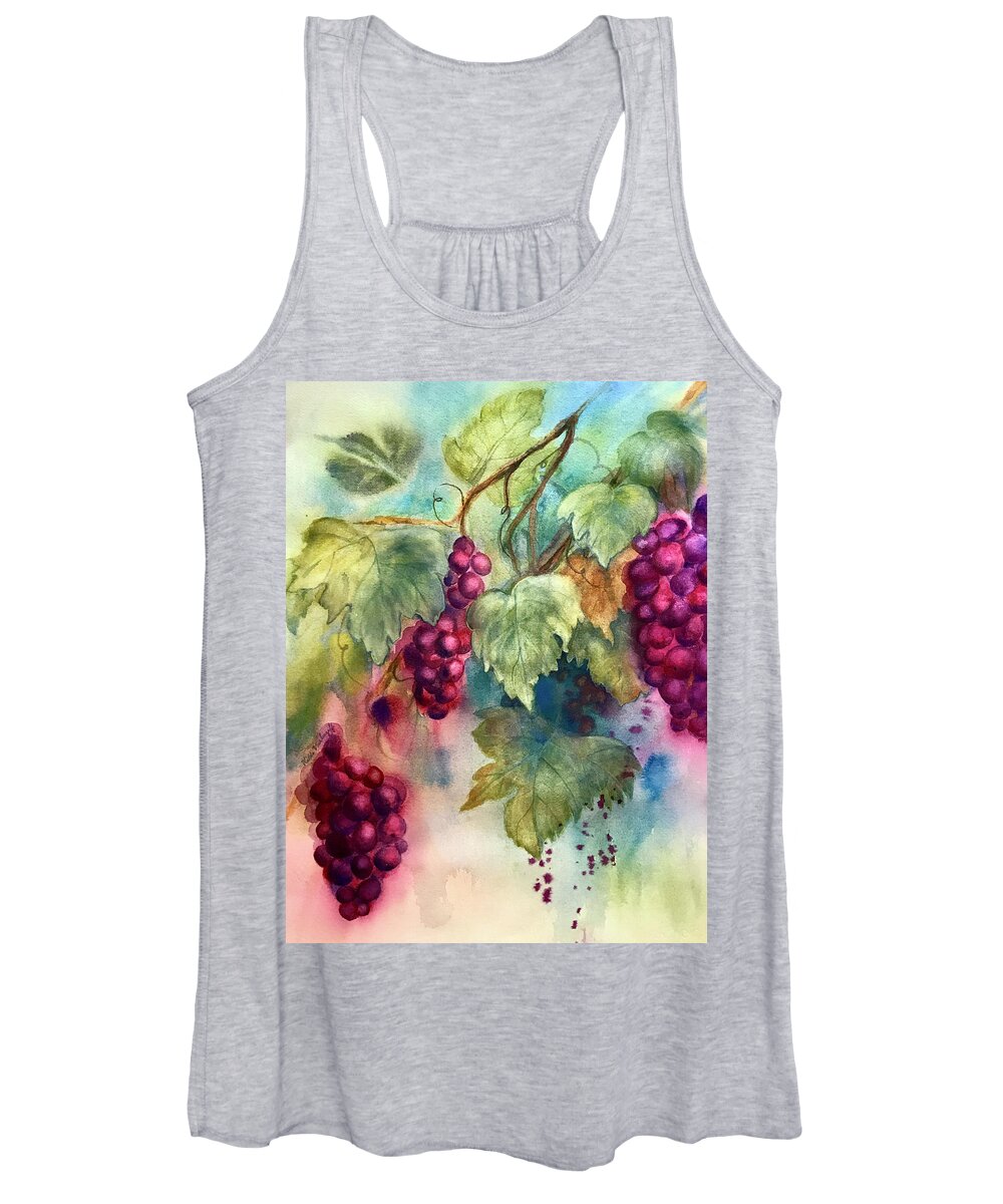 Grapes Women's Tank Top featuring the painting Wine Grapes by Hilda Vandergriff