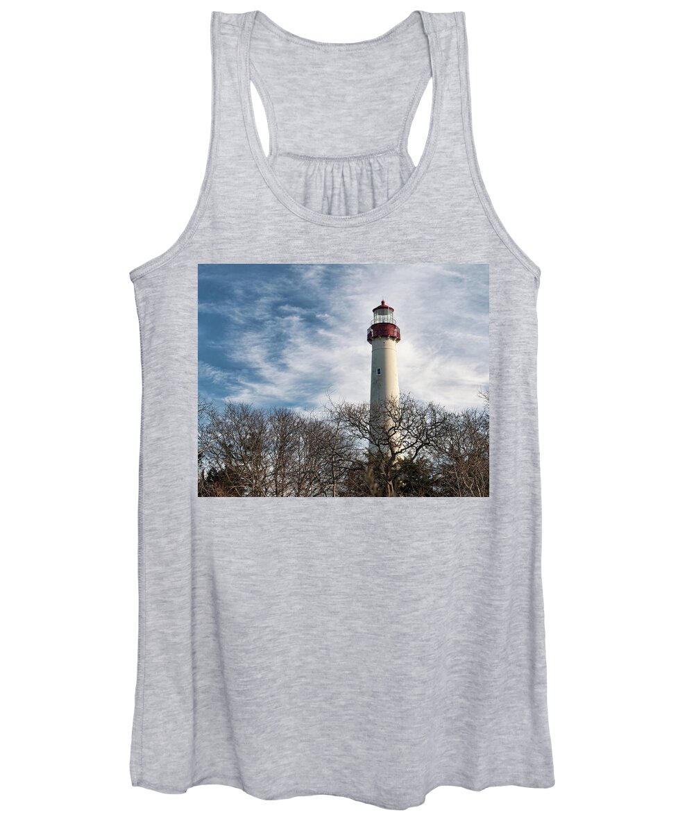 Cape May Lighthouse Women's Tank Top featuring the photograph Winter at Cape May Light by Kristia Adams