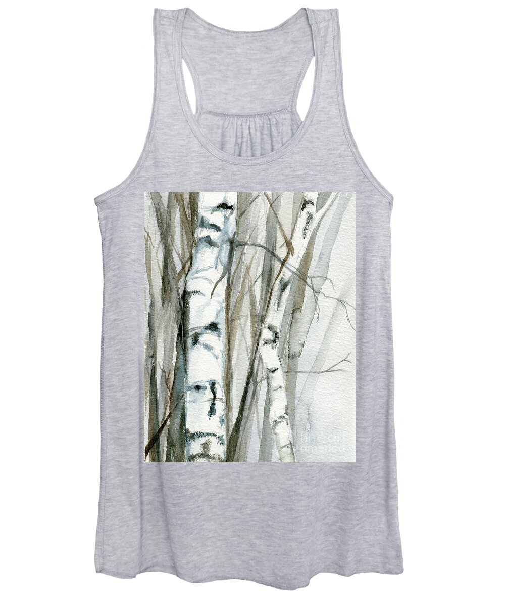 Trees Women's Tank Top featuring the painting Winter Birch by Laurie Rohner
