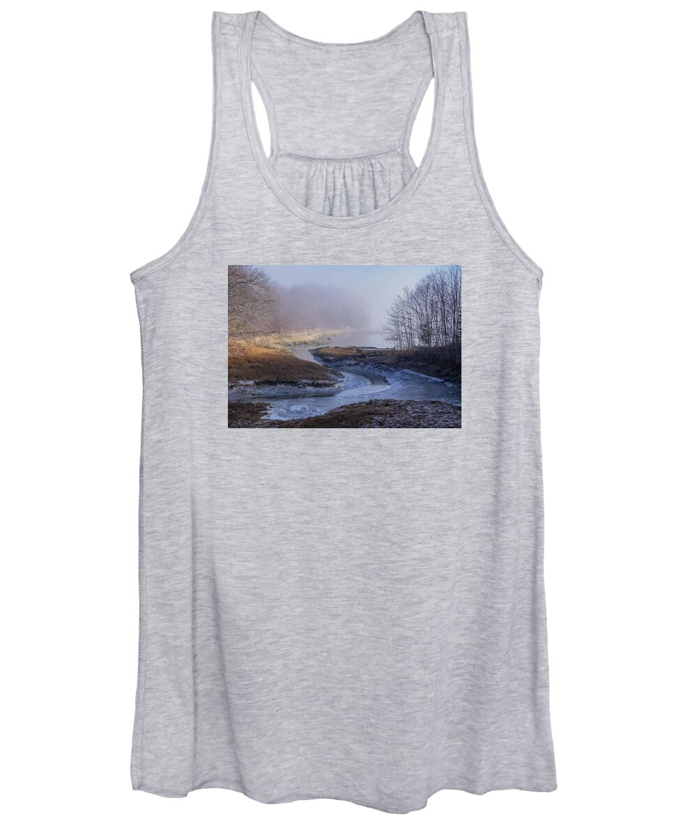 Maine Lobster Boats Women's Tank Top featuring the photograph Winter Inlet by Tom Singleton