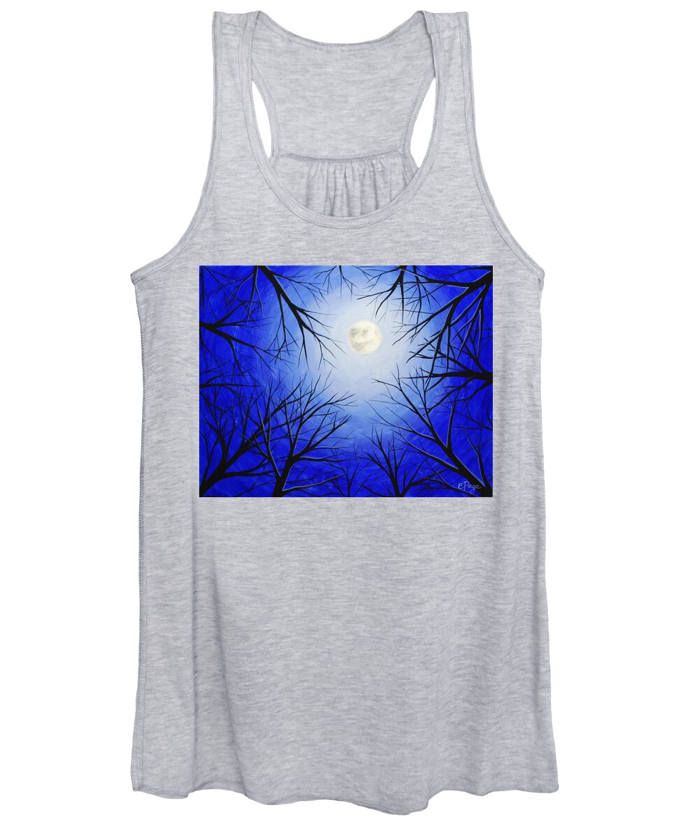 Winter Tree Women's Tank Top featuring the painting Winter Moon by Emily Page