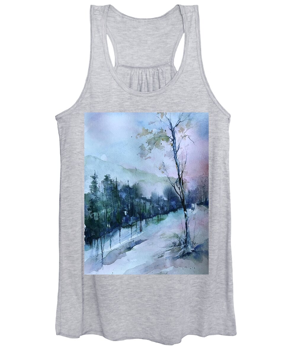 Winter Women's Tank Top featuring the painting Winter Paradise by Robin Miller-Bookhout