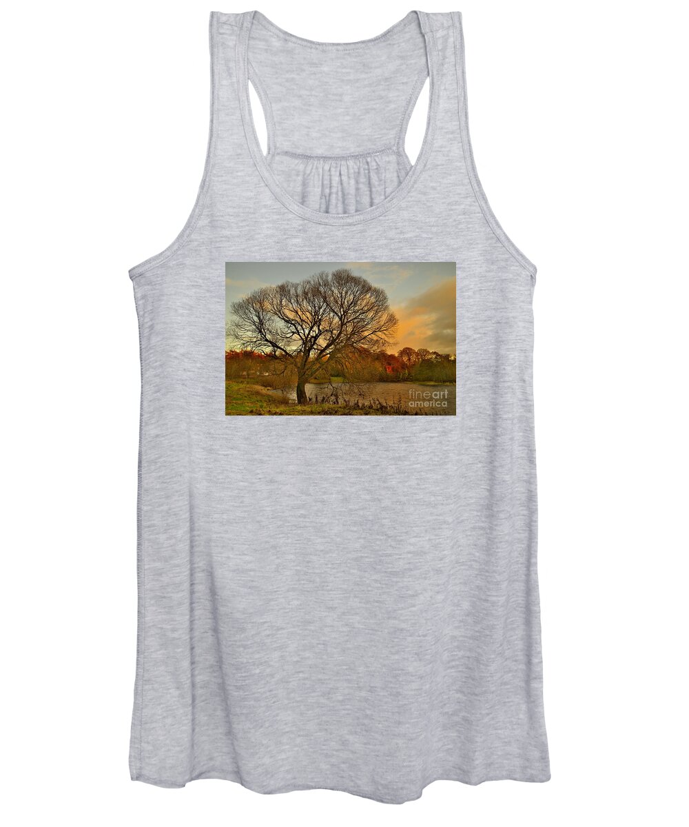 Tree In Winter Women's Tank Top featuring the photograph Winter tree on the River Tweed by Martyn Arnold