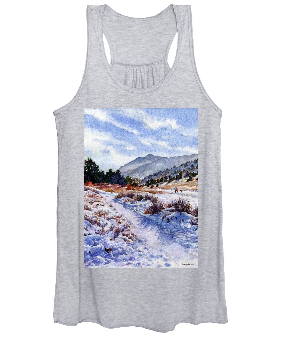 Snow Scene Painting Women's Tank Top featuring the painting Winter Wonderland by Anne Gifford
