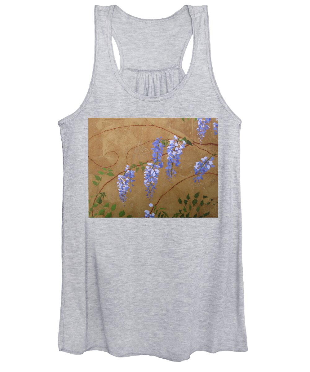 Periwinkle Wisteria Flowers Women's Tank Top featuring the painting Wisteria by Leah Tomaino