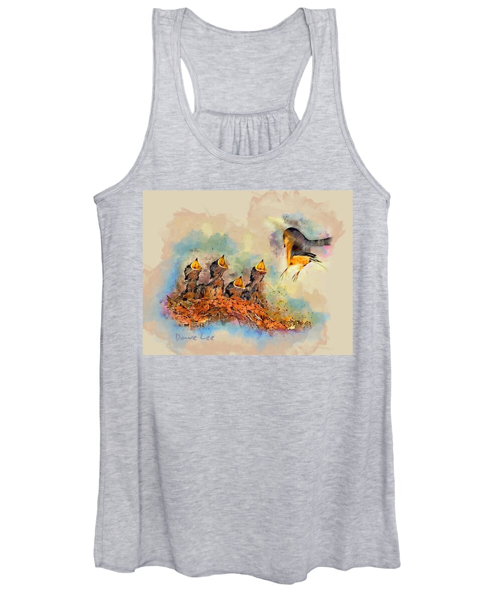 Birds Women's Tank Top featuring the mixed media Wonder What's For Dinner? by Dave Lee