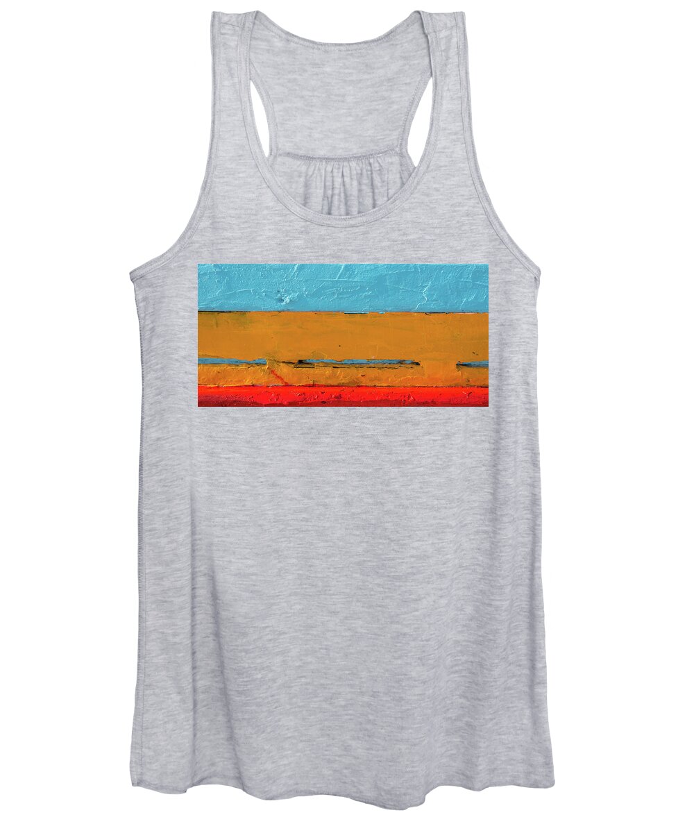 Blue Background Women's Tank Top featuring the photograph Blue Yellow and Red art by Michalakis Ppalis