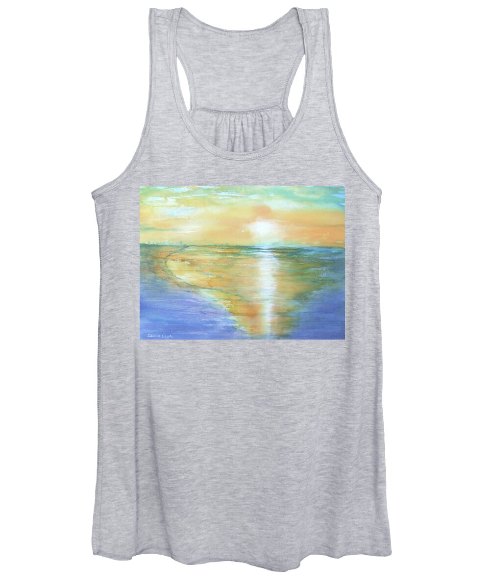 Watercolor Women's Tank Top featuring the painting Wow Sunset by Debbie Lewis