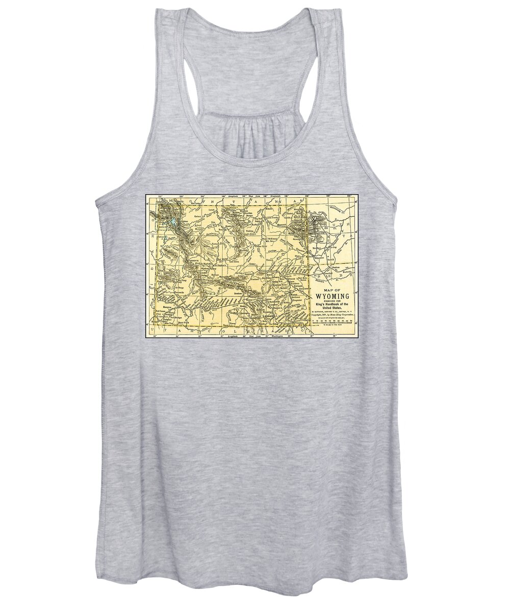 Wyoming Women's Tank Top featuring the photograph Wyoming Antique Map 1891 by Phil Cardamone