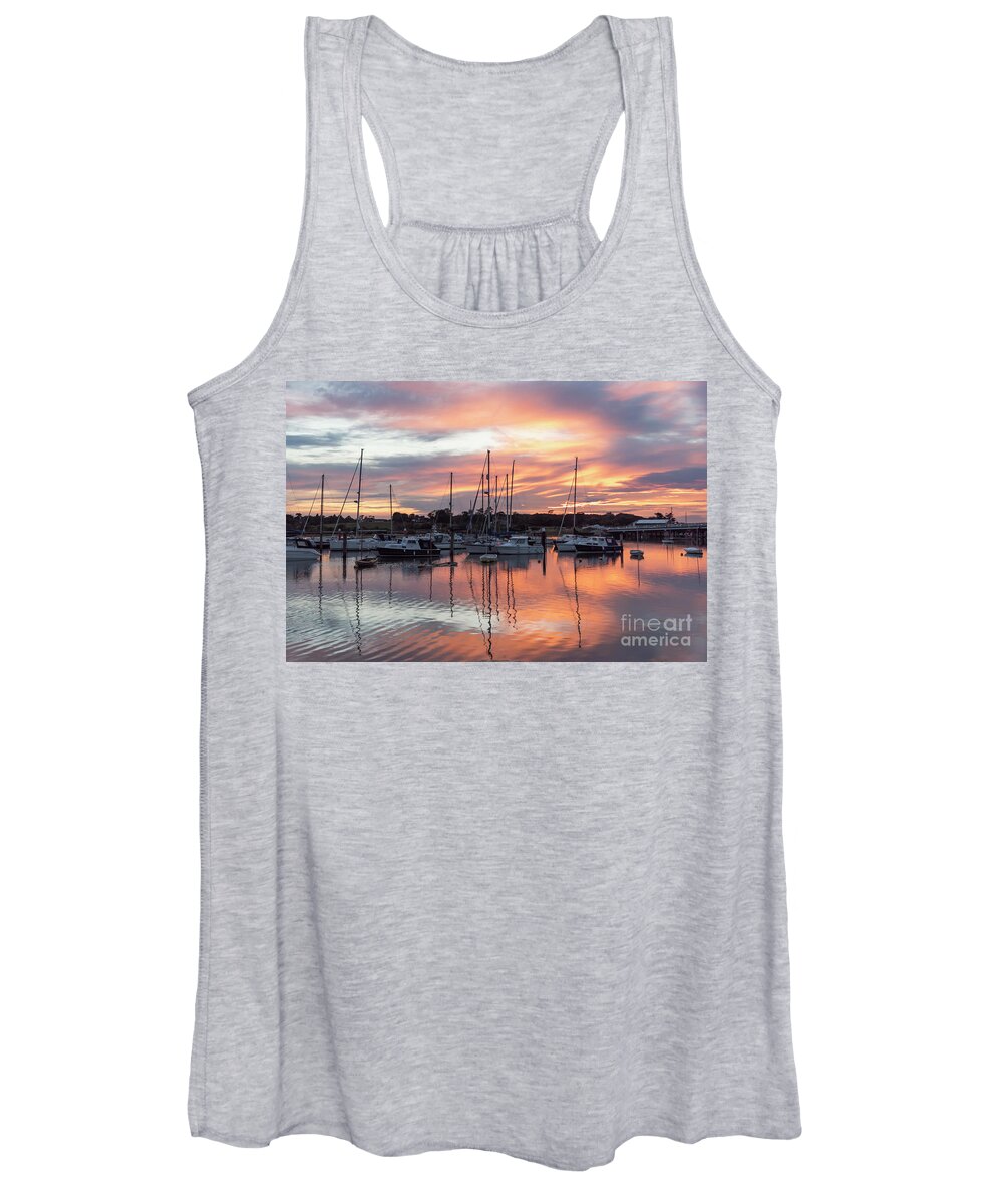 Sun Women's Tank Top featuring the photograph Yarmouth Harbour Sunset by Clayton Bastiani