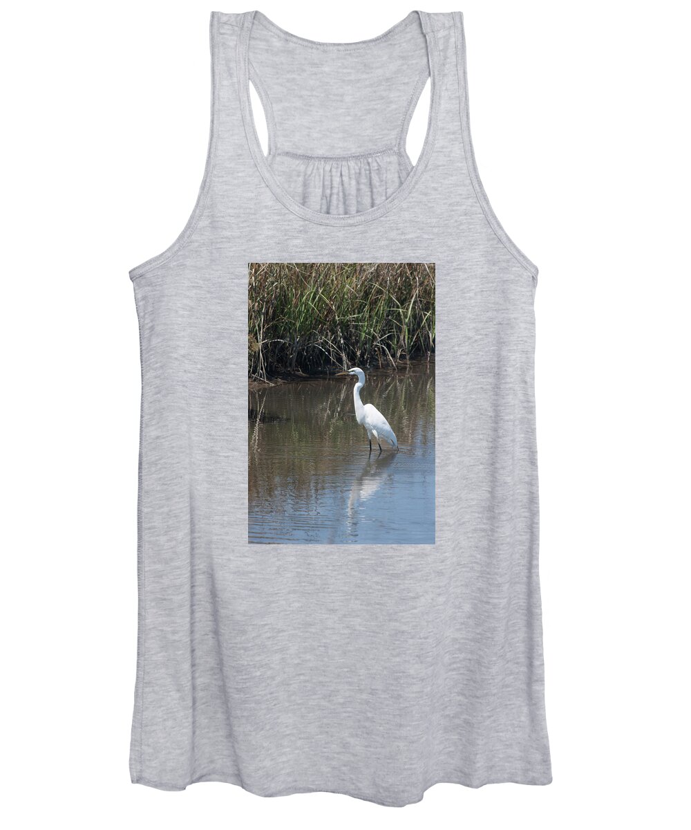 Photograph Women's Tank Top featuring the photograph Yawkey Wildlife Refuge - Great White Egret II by Suzanne Gaff