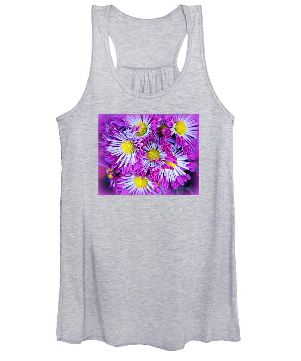Flowers Women's Tank Top featuring the photograph Yellow Purple and White by AJ Schibig