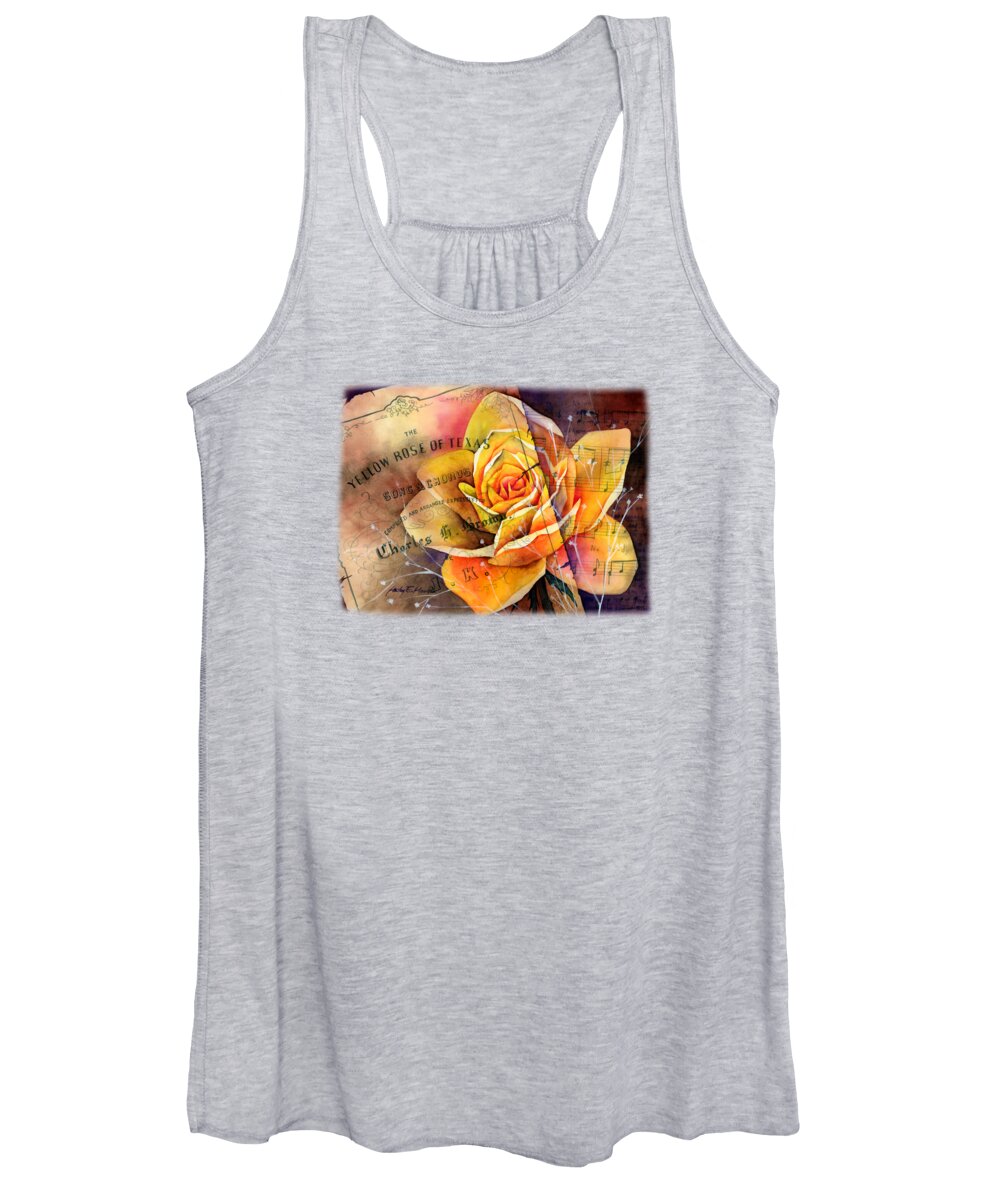 Rose Women's Tank Top featuring the painting Yellow Rose of Texas by Hailey E Herrera