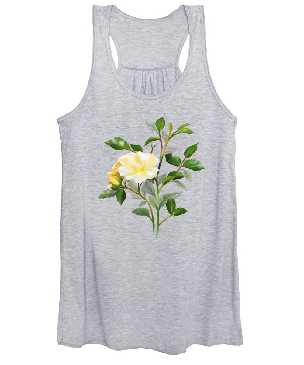 Rose Women's Tank Top featuring the painting Yellow Watercolor Rose by Ivana Westin