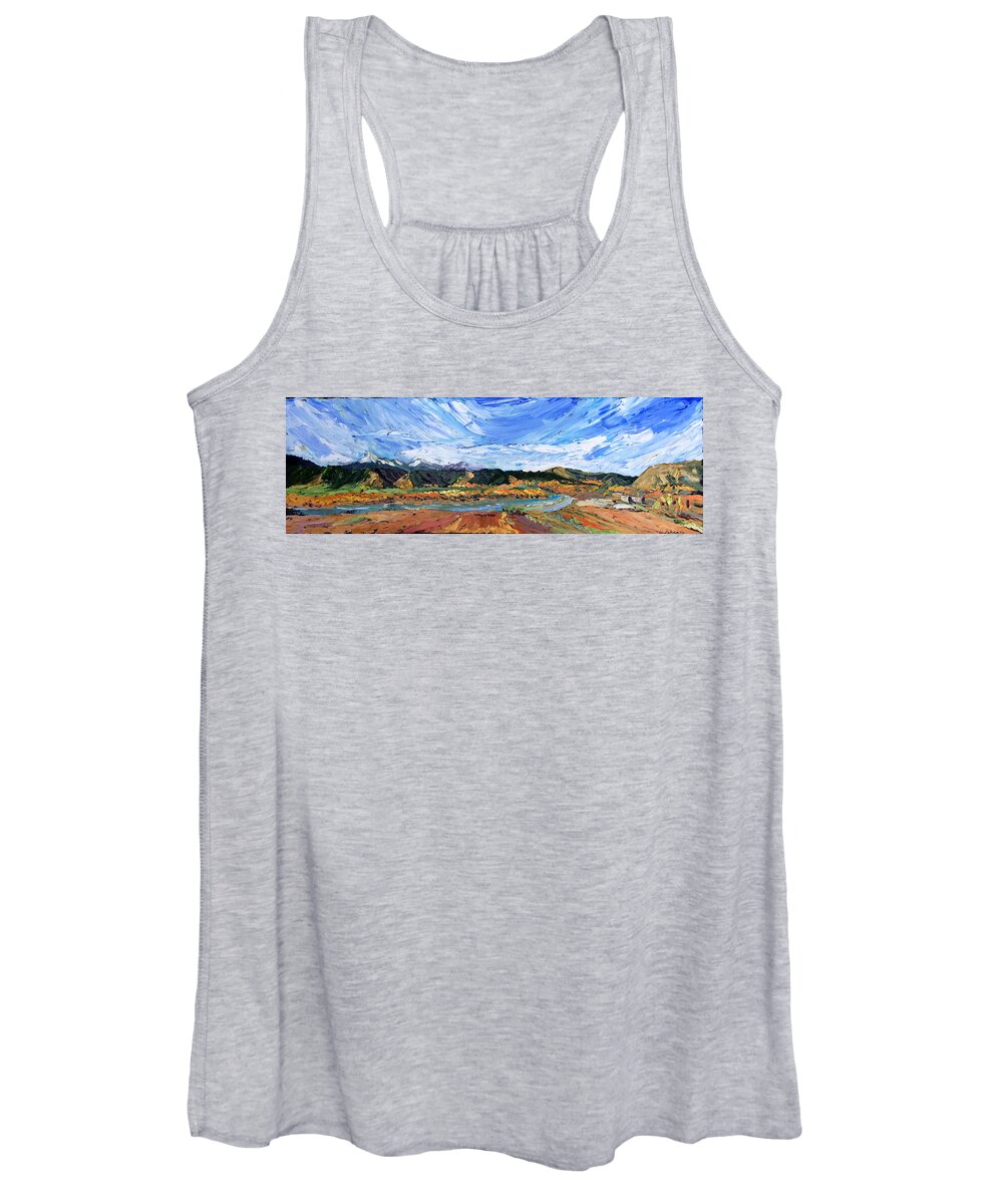 Horizontal Women's Tank Top featuring the painting Yellowstone River by Carrie Jacobson