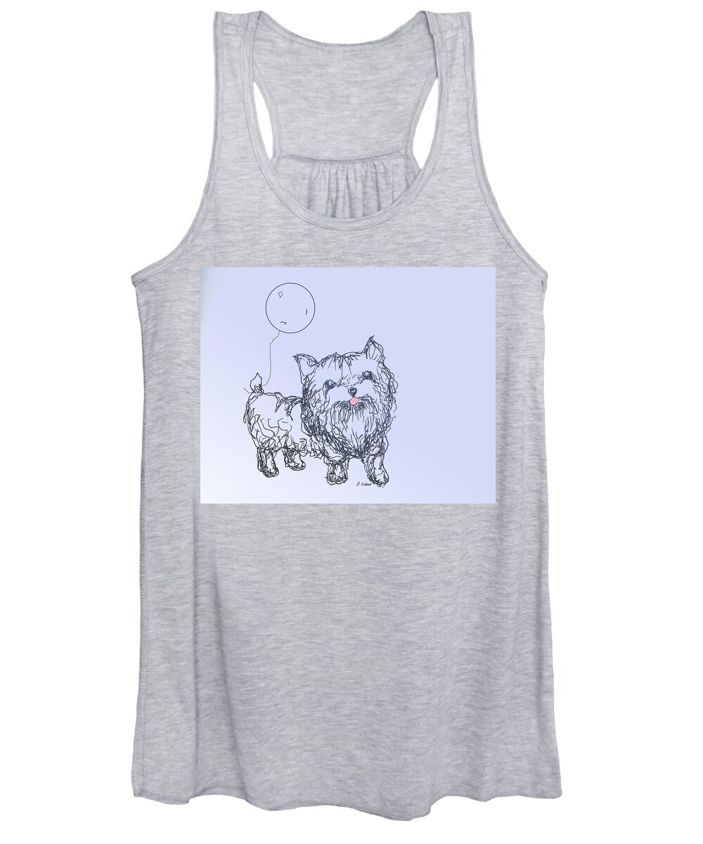 Dog Women's Tank Top featuring the drawing Yorkie by Denise F Fulmer
