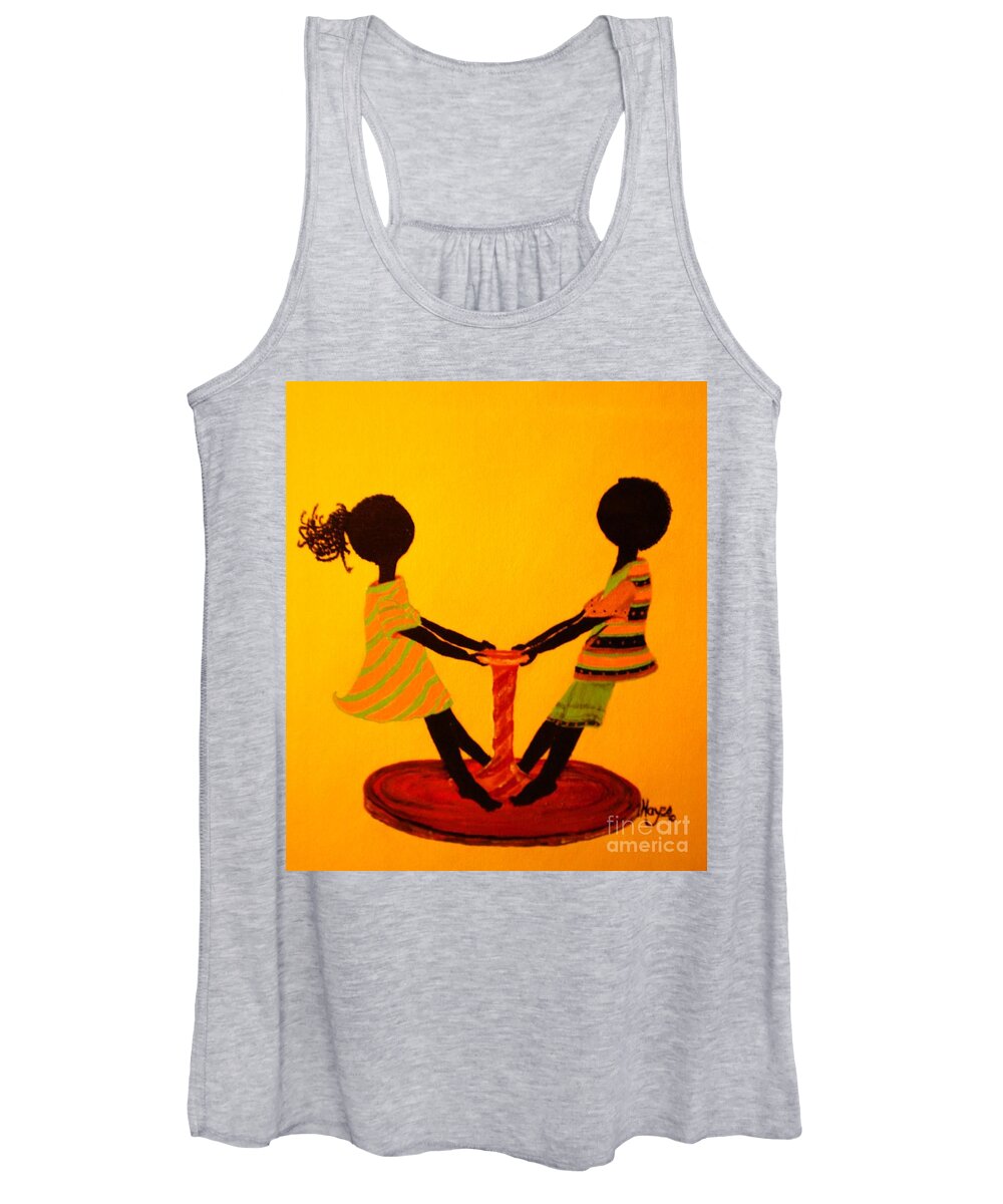 Yellow Women's Tank Top featuring the painting Young Love-Twirling by Barbara Hayes