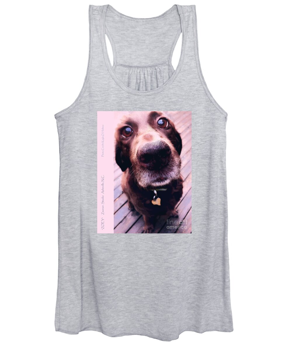 Zoey. Dog Women's Tank Top featuring the mixed media Zoey by Zsanan Studio