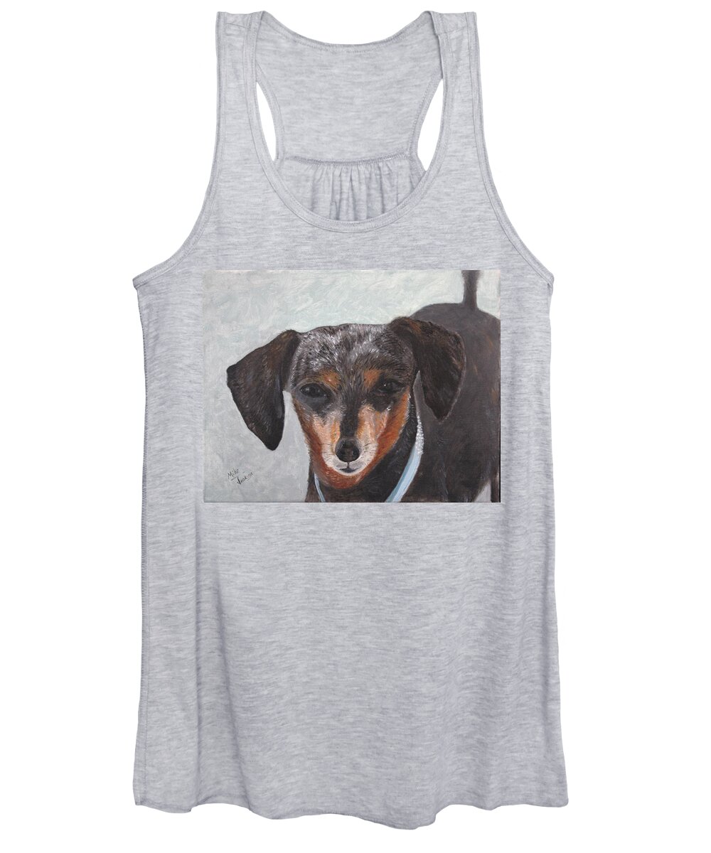 Dachshund Women's Tank Top featuring the painting Zoie by Mike Jenkins