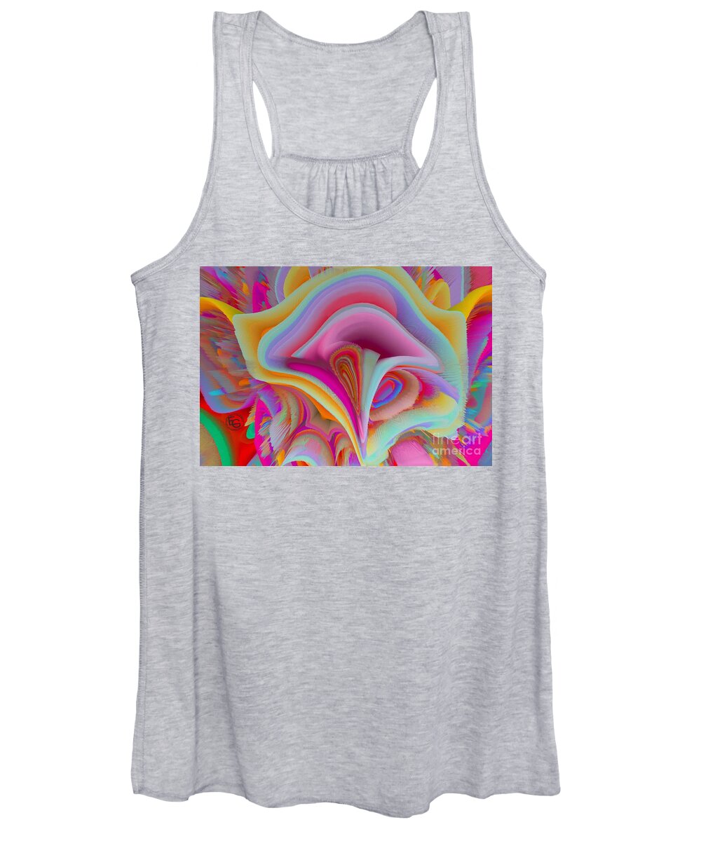 Rainbow Women's Tank Top featuring the mixed media A Flower In Rainbow Colors Or A Rainbow In The Shape Of A Flower 4 #1 by Elena Gantchikova