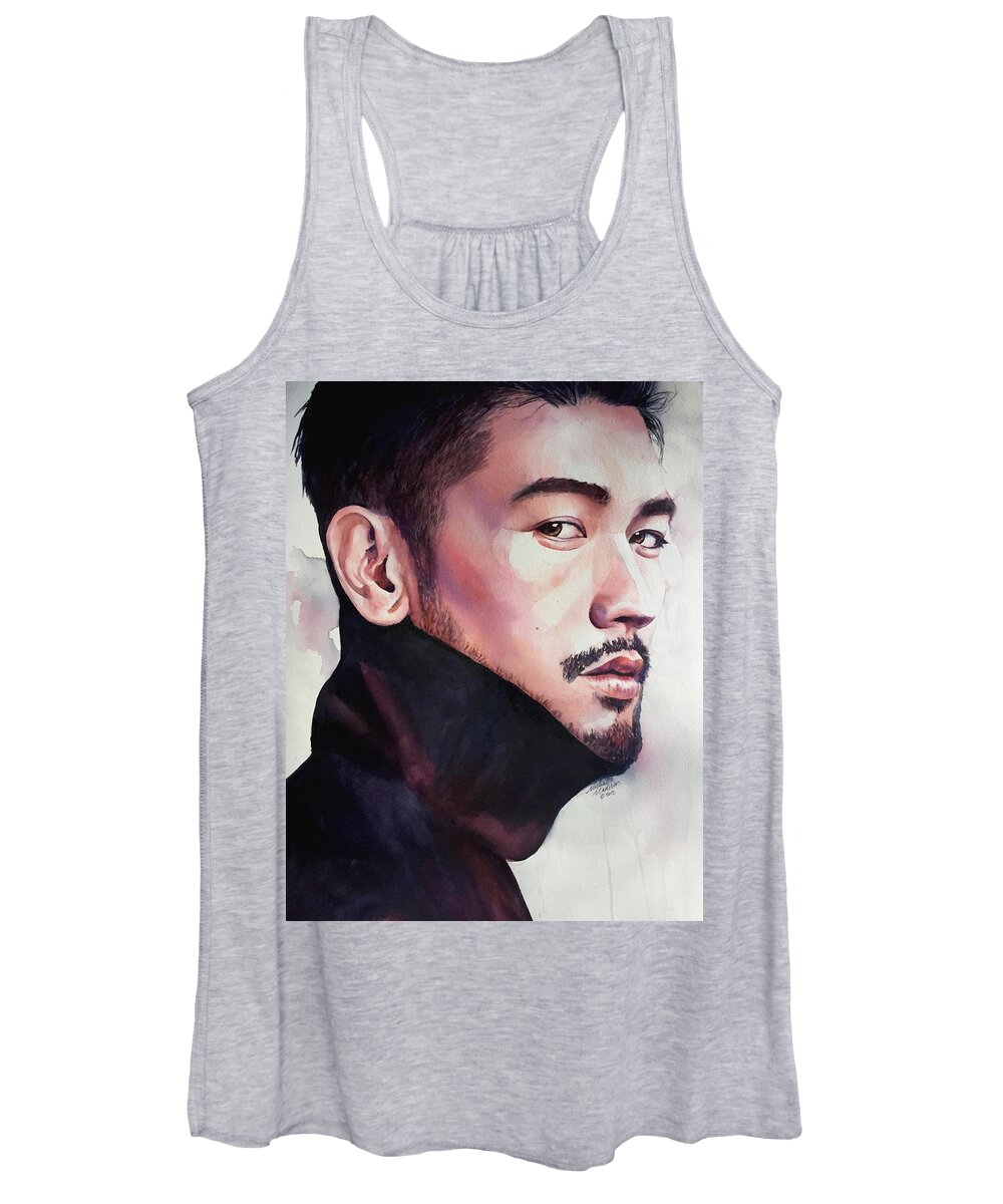 Godfrey Gao Asian Celebrity Women's Tank Top featuring the painting Calm Confidence by Michal Madison
