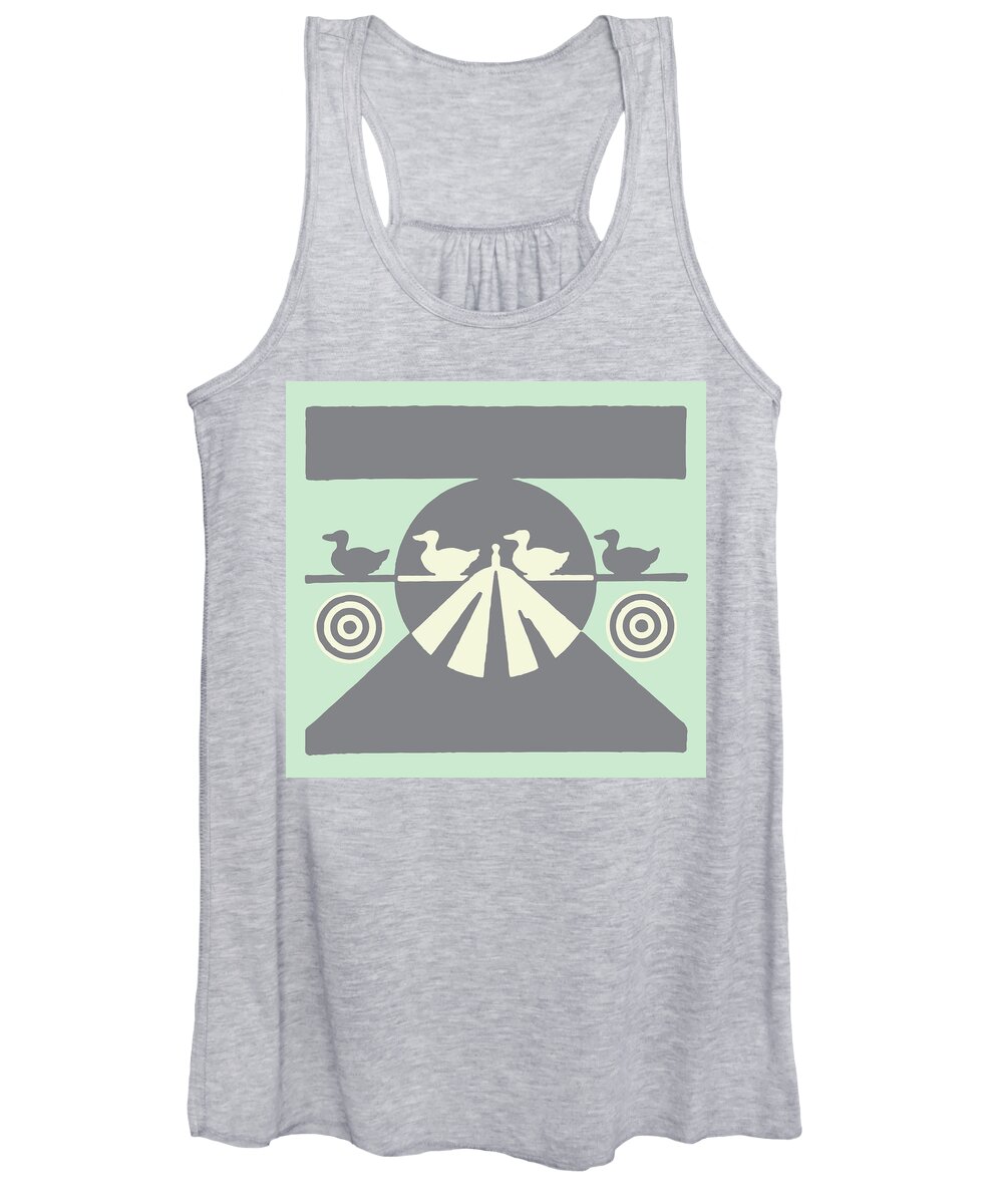 Activity Women's Tank Top featuring the drawing Ducks in Rifle Scope #1 by CSA Images