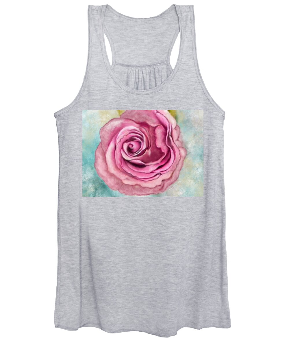 Rose Women's Tank Top featuring the painting I have just met you, and I love you by Sannel Larson