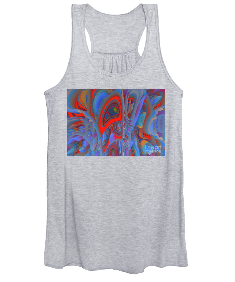 Painting Women's Tank Top featuring the mixed media Blue bird of happiness by Elena Gantchikova