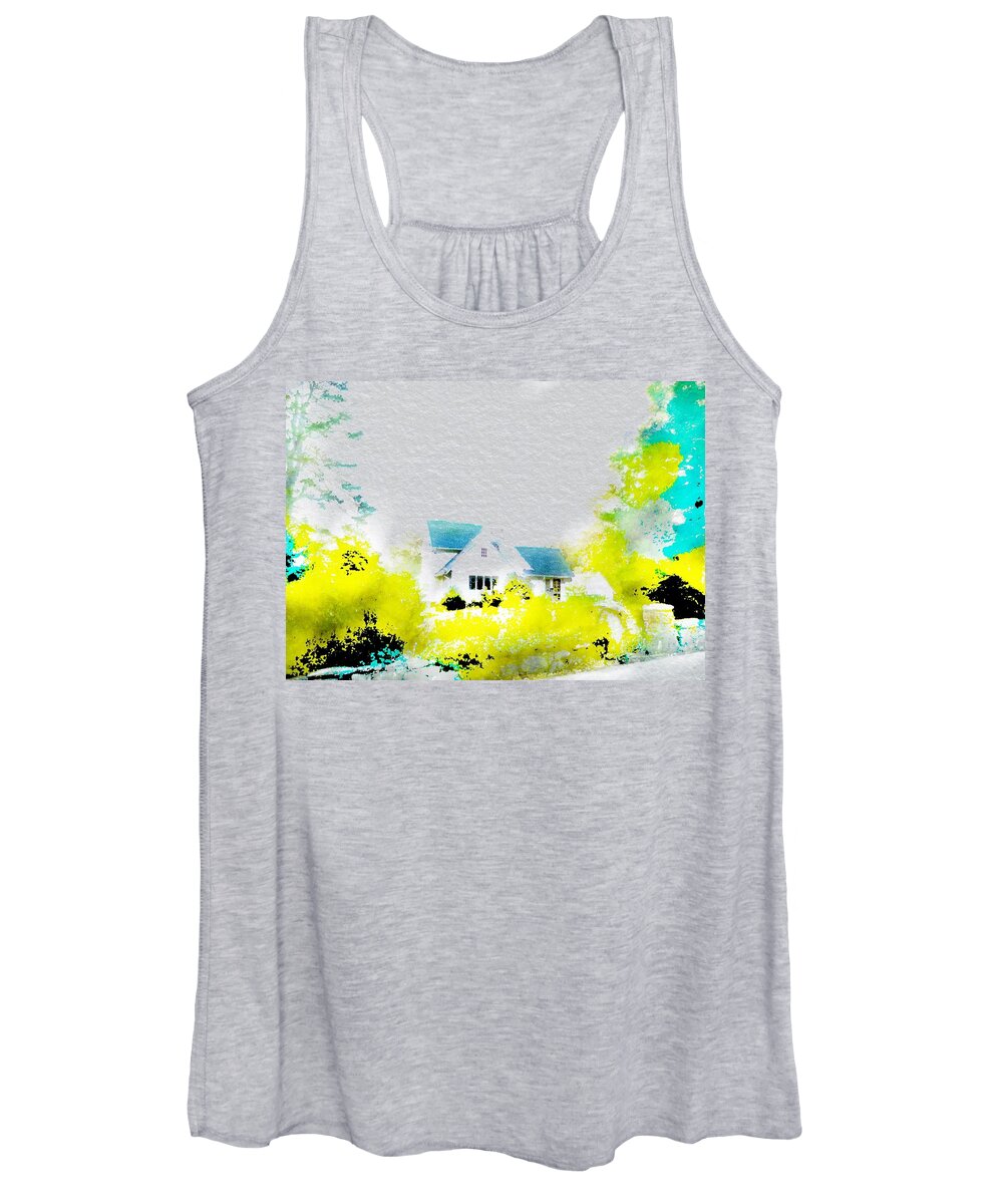 Home Women's Tank Top featuring the digital art Mountain Home In Spring by Frank Bright