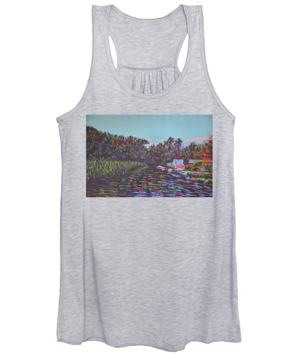 Piermont Women's Tank Top featuring the painting Piermont Canal by Beth Riso