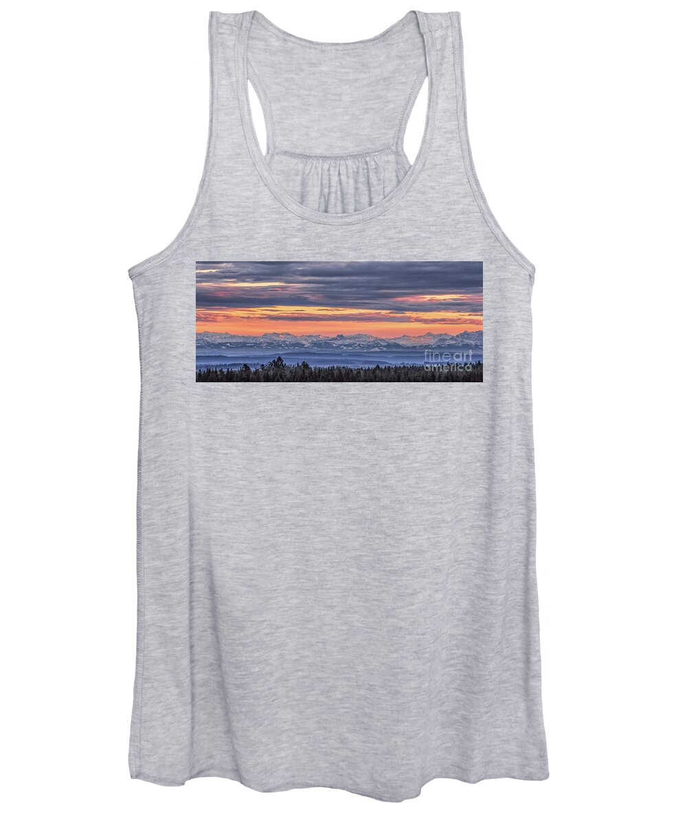 Alps Women's Tank Top featuring the photograph Sunset over the Alps #1 by Bernd Laeschke
