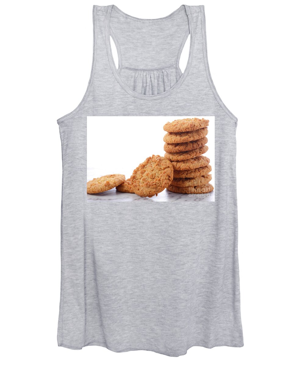 Anzac Biscuit Women's Tank Top featuring the photograph Traditional ANZAC Biscuits on White Background #1 by Milleflore Images