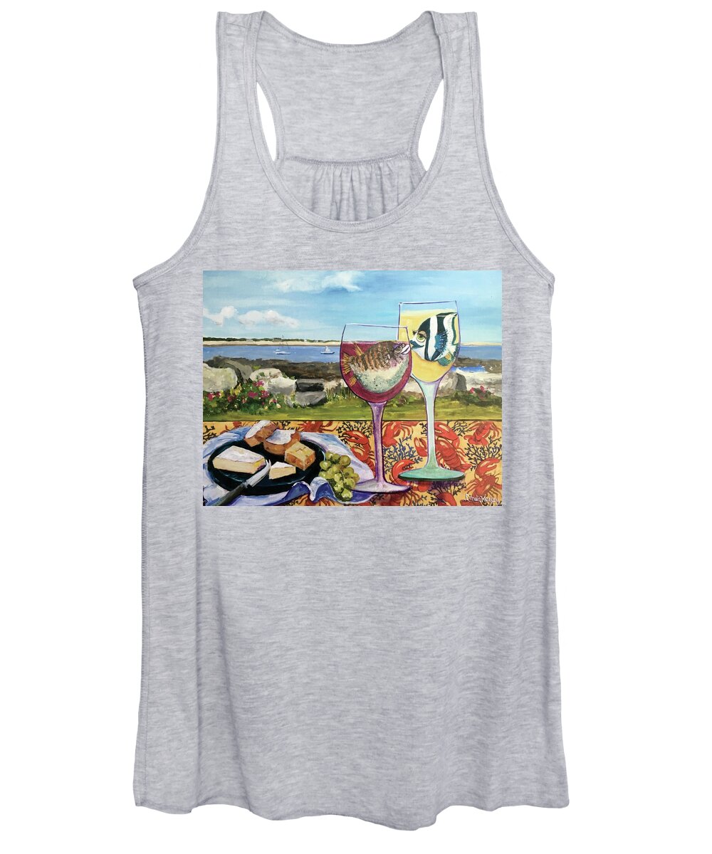 New England Women's Tank Top featuring the painting Wine Lovers' Picnic by Linda Kegley