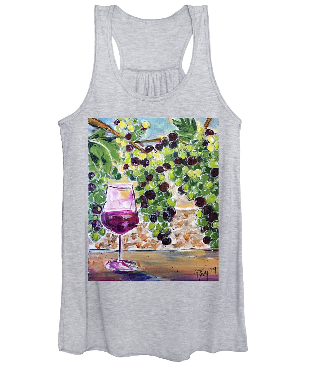 Wine Women's Tank Top featuring the painting Summer Grapes by Roxy Rich