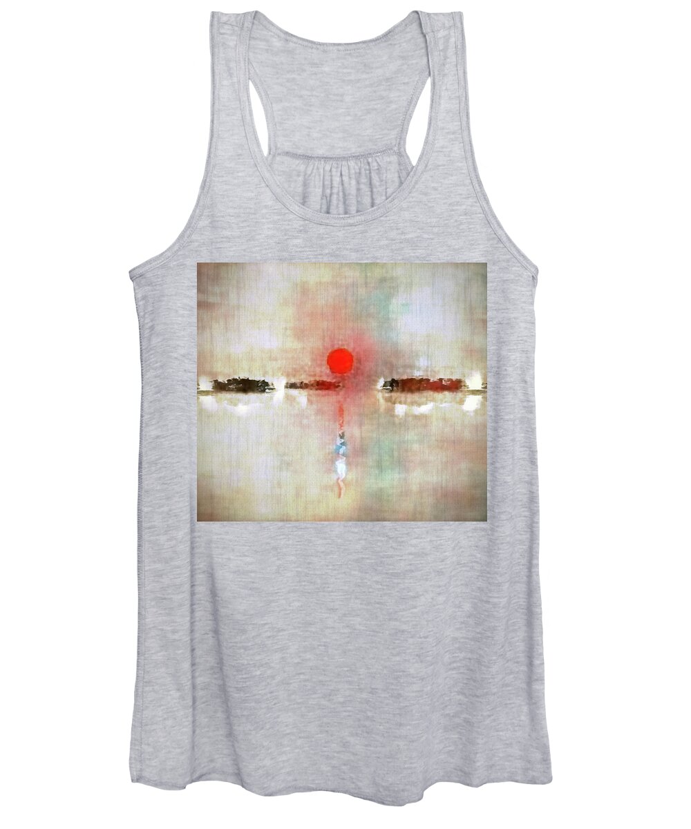 Abstract Women's Tank Top featuring the digital art Red sunset #5 by Bruce Rolff