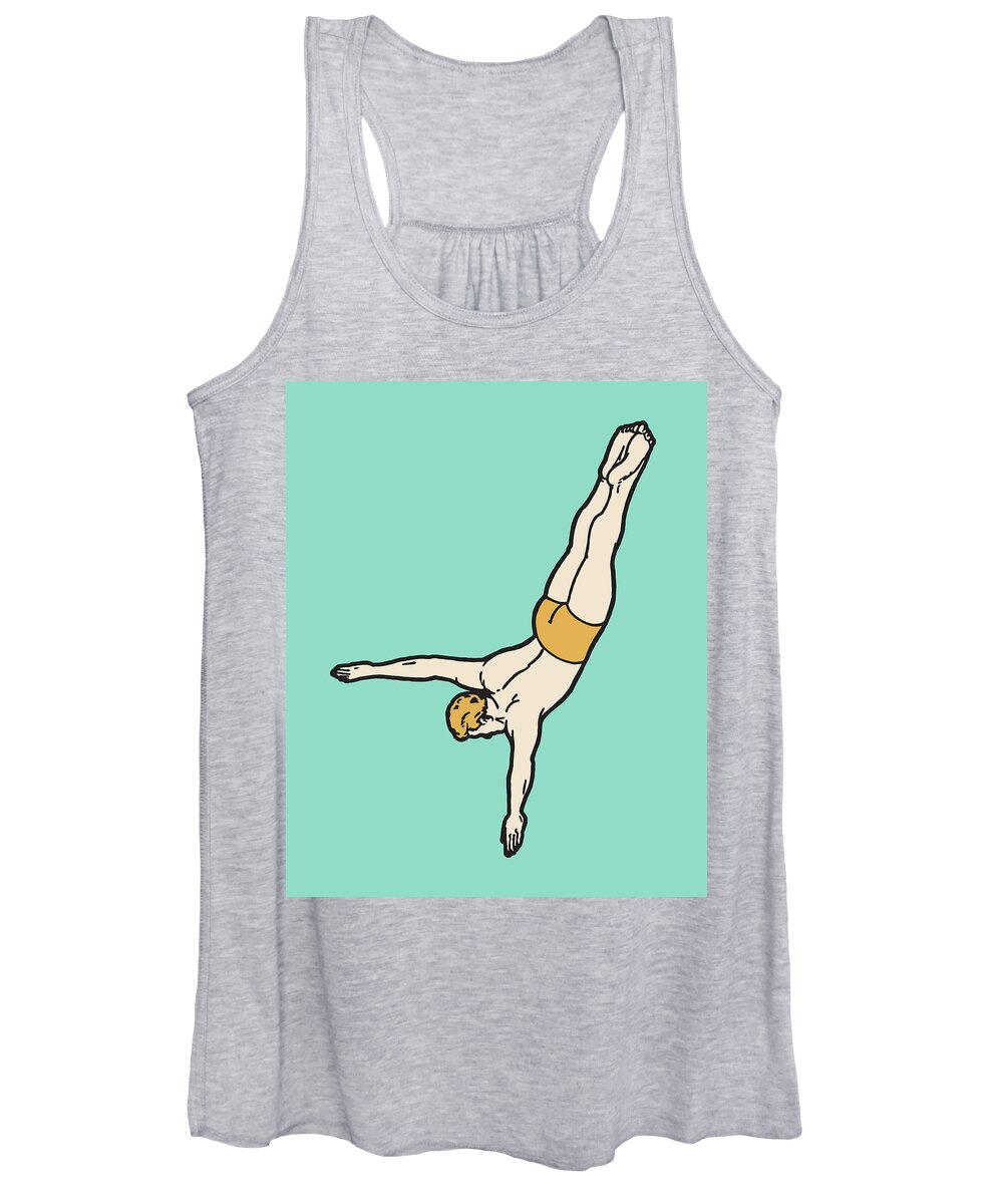 Adult Women's Tank Top featuring the drawing Man Diving #6 by CSA Images